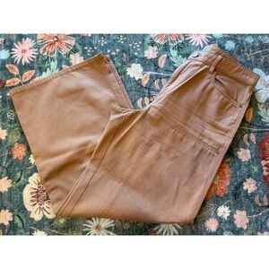 LOFT Tan Wide Leg Utility Pants Double Knee Cotton Twill Brown Size 10